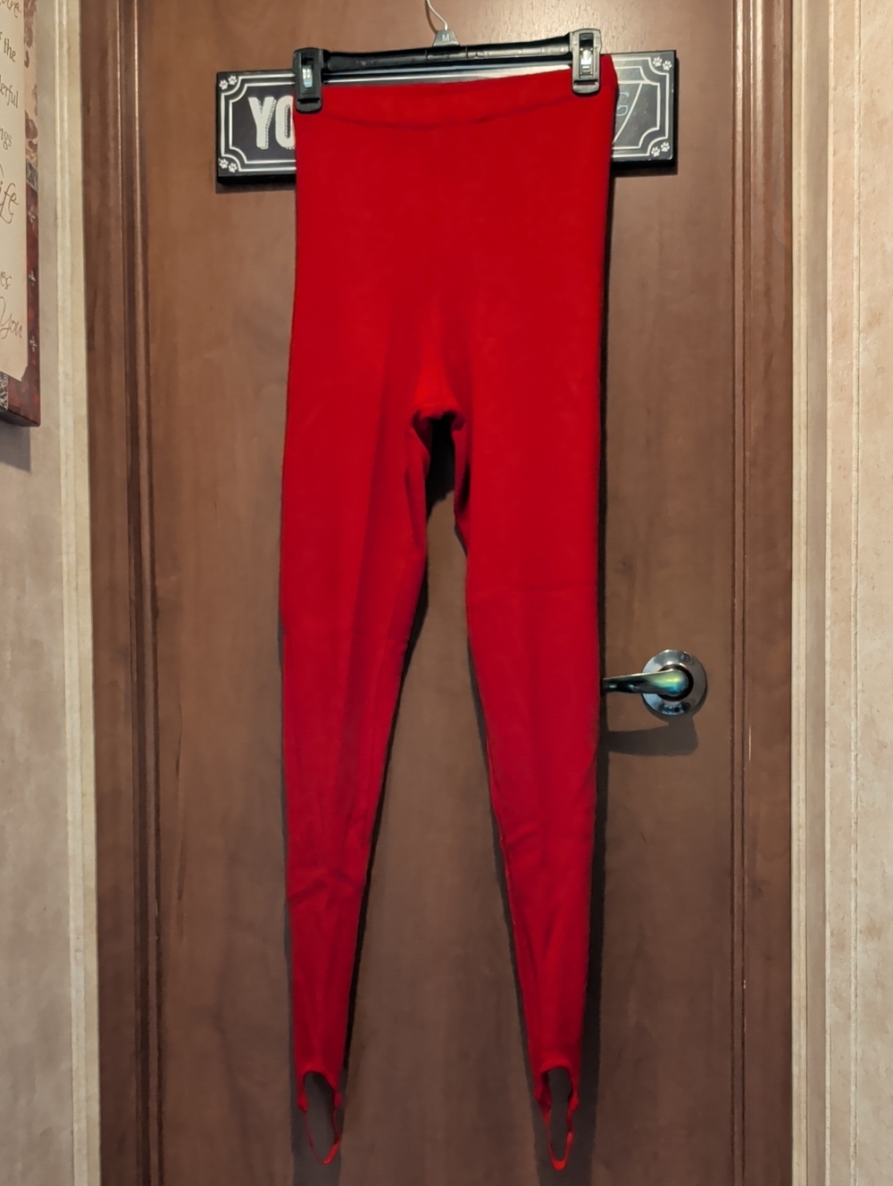 DKNY Red Stirrup Leggings 100% Wool